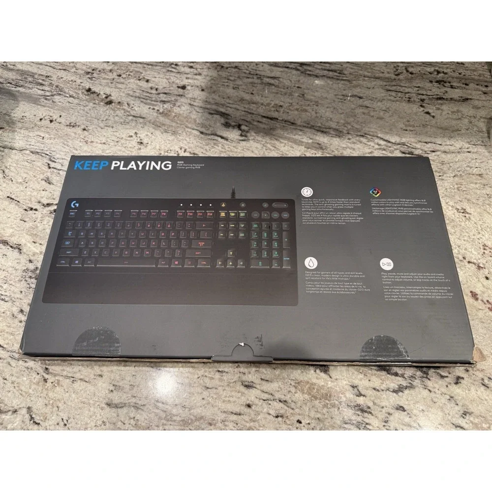 Logitech G213 Prodigy Gaming Keyboard, Wired RGB Backlit with Palm Rest Open Box